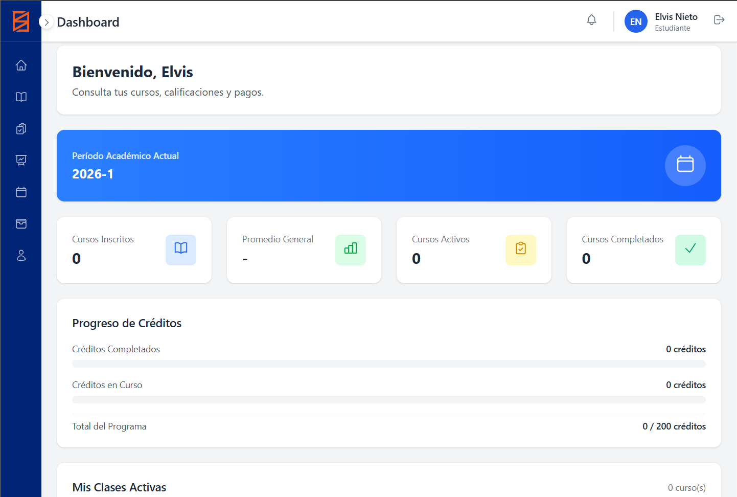 Dashboard del estudiante